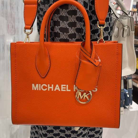 Michael Kors Mirella Small Pebbled Leather Shopper Top Zip Crossbody XBODY Tote - Picture 16 of 16